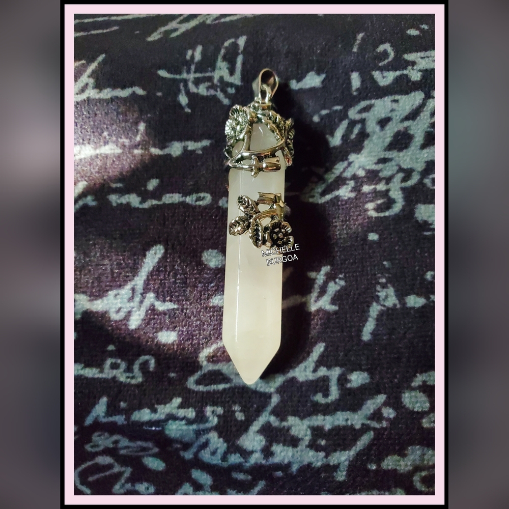 Silver and White Crystal Pendant Necklace